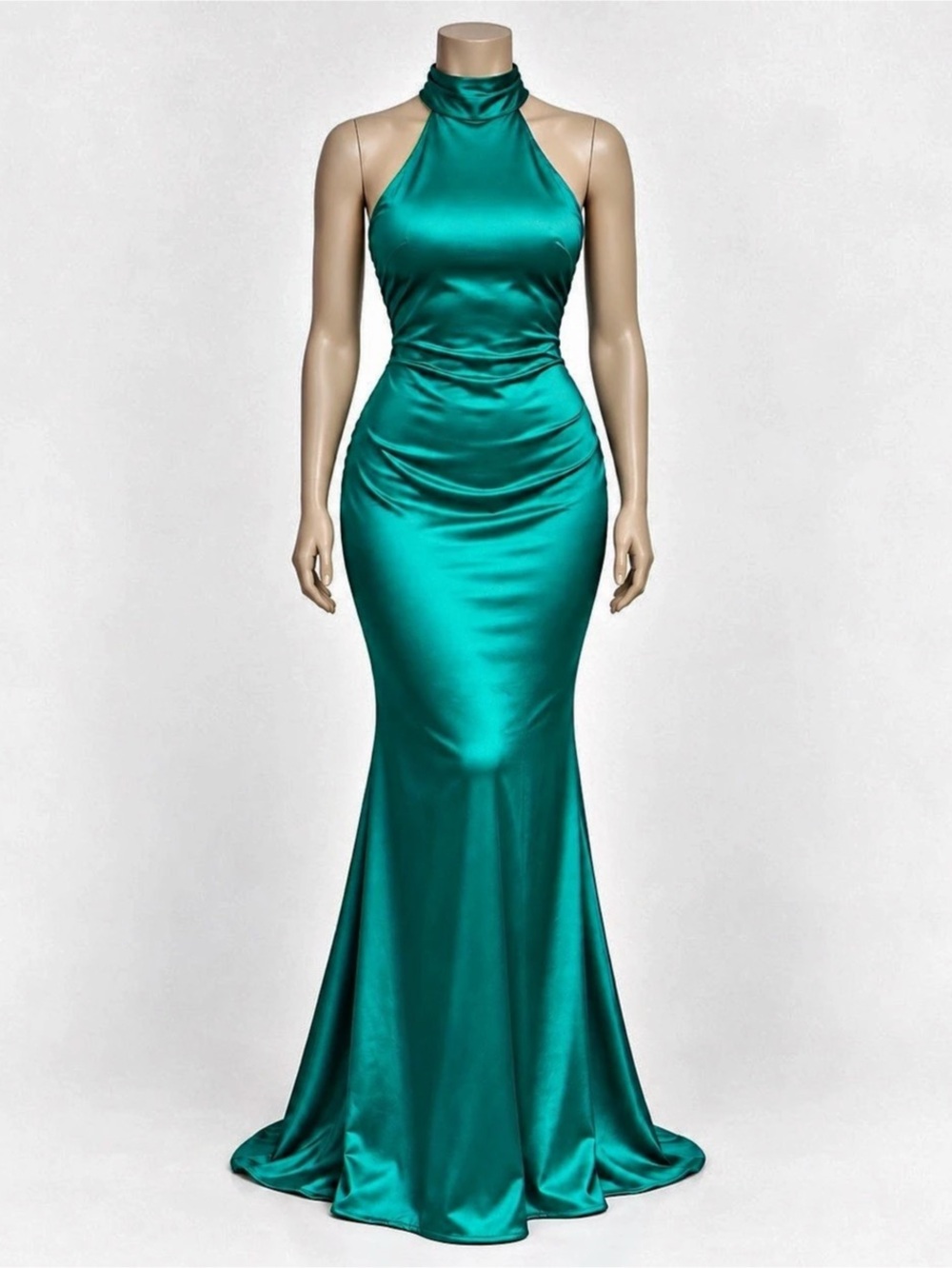 Backless Halter Maxi Dress in Green Like New